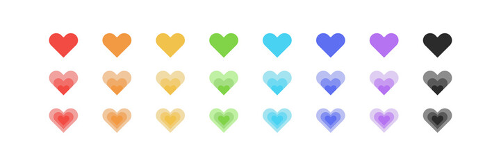 Rainbow hearts, great design for any purpose. Happy valentine's design vector. Isolated  set. Wedding card decoration. © Sasha