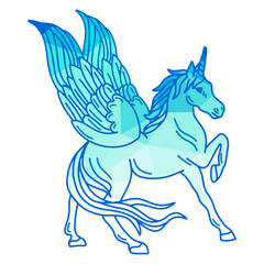 vector horse unicorn logo with blue wings