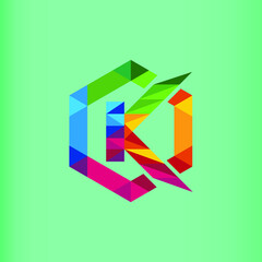 Creative C K Colorful Icon or Iconic logo Swoosh Lines Vector monogram, Illustration