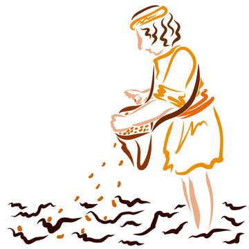 sower in the field sows the seed, the peasant or the Bible parable