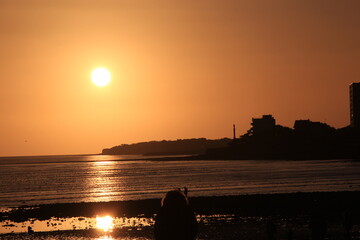 Coucher de soleil sur la plage de la Concurrence, La Rochelle