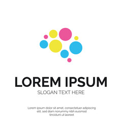 Brain with Circle Colorful Logo Vector Design