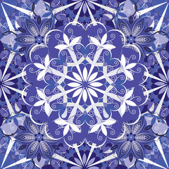 Flowers. Mandalas.Seamless pattern with stylized decorative flowers. Vector image.