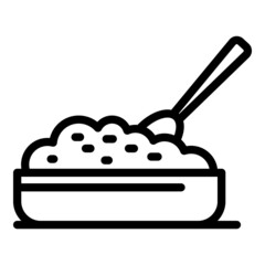 Oat breakfast icon outline vector. Cereal bowl. Granola spoon