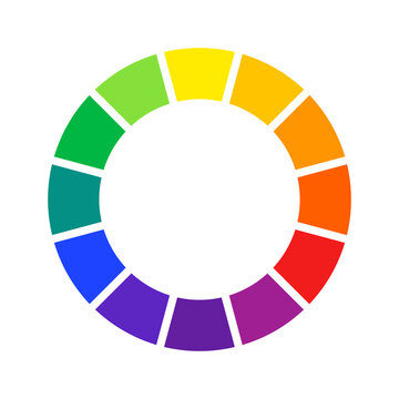Color wheel guide with twelve colors vector illustration. Spectrum palette for design