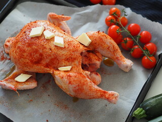 Roasted chicken with butter