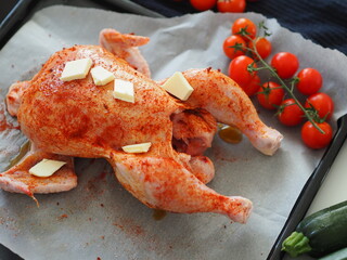 Roasted chicken wih butter and vegetable