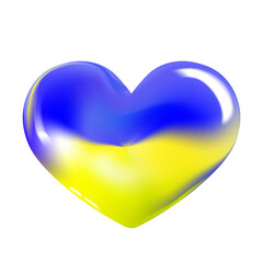 Vector illustration with heart in colors of Ukraine flag isolated on white background. No war inscription. Ukrainian flag.Blue and yellow