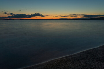Obraz premium Seascape. Peaceful, calm, evening sky. Natural background. Summer evening.