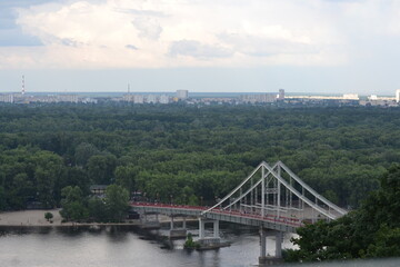 a bridge over the dnieper river in the ukrainiean capital kyiv