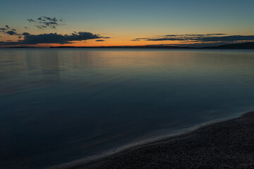 Fototapeta premium Seascape. Peaceful, calm, evening sky. Natural background. Summer evening.