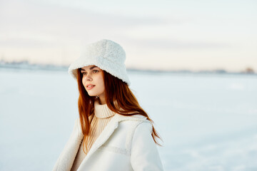 woman winter weather snow posing nature rest Lifestyle