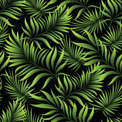 Naklejka na ściany i meble Palm. Seamless pattern with branches and leaves of tropical plants.Vector image. 