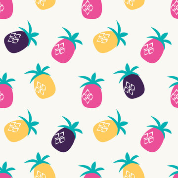 Pineapple seamless pattern background. Illustration.