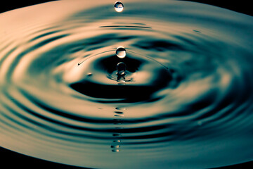  water drop splash forming a wave in the water