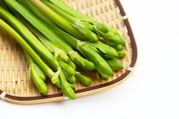 Limnocharis flava in bamboo basket