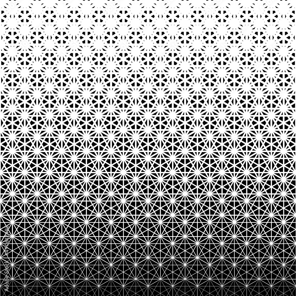 Poster geometric pattern. halftone diamond background. abstract geometric gradient. black and white fading 