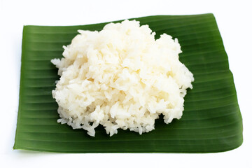 Sticky rice on banana leaf