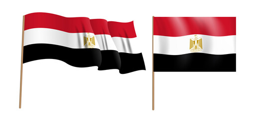 colorful naturalistic waving flag of the Arab Republic of Egypt. Illustration
