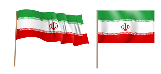 colorful naturalistic waving flag of the Islamic Republic of Iran. Illustration