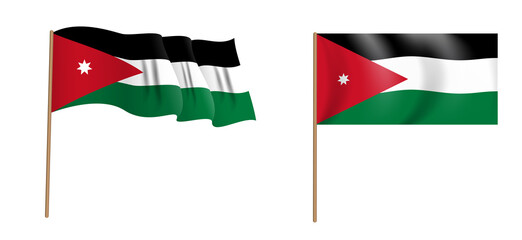 colorful naturalistic waving flag of the Hashemite Kingdom of Jordan. Illustration
