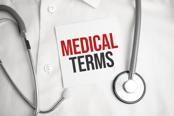 medical terms abbreviation on the notepad with stethoscope