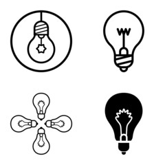 Lightbulbs1-3 Flat Icon Set Isolated On White Background