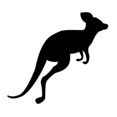 Black kangaroo silhouette isolated on white background. Illustration