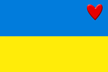Ukrainian flag with a red heart. military invasion. Fight for independence.