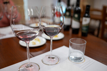 Red Brunello di Montalcino wine and olive oil tasting tour in cantina near Montalcino Tuscany, Italy