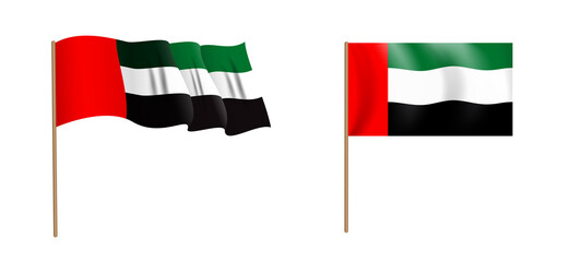 colorful naturalistic waving United Arab Emirates flag. Illustration