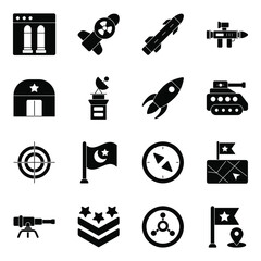 Pack of Military Glyph  Icons

