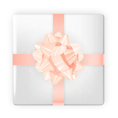Realistic image. Colorful festive box with bow. Illustration.