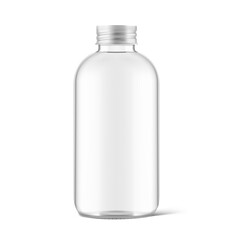 Glass bottle with screw cap mockup. Can be used for medical, cosmetic, food. Vector illustration isolated on white background. EPS10.	Web