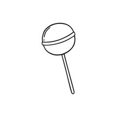 Hand drawn lollipop doodle. Candy in sketch style.  Vector illustration isolated on white background.