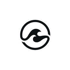 Abstract Wave Sea Water. Monogram Letter S Logo Design.  Simple Icon Concept