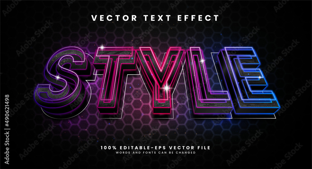 Poster style editable text style effect with neon light themes.
