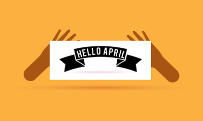 Hello April. Spring season template for banner, card, poster, background.