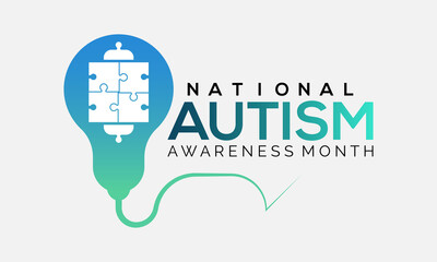 Autism Awareness Month. Autism Society vector template for banner, card, poster, background.