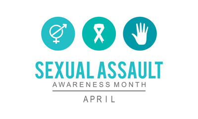 Sexual Assault Awareness Month. Sexual harassment prevention banner, card, poster, background.