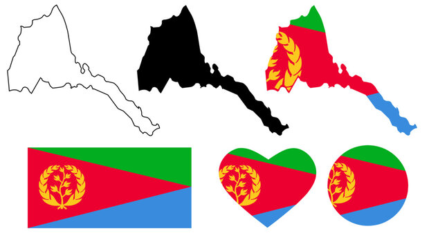 eritrea map flag icon set