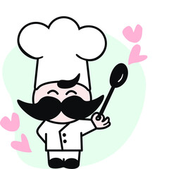 Happy cook with pink hearts