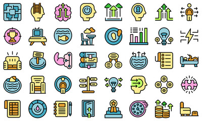 Comfort zone icons set vector flat on white bakcground