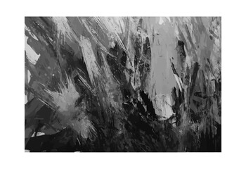 Black and grey background. Abstract painting element. Grungy texture. Acrylic brush strokes. gray paint stain artwork. Dirty and dark wallpaper. Art in black and white hand drawn.