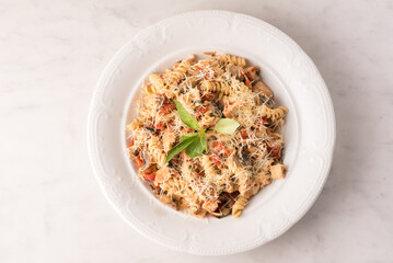 short pasta with chicken and vegetables