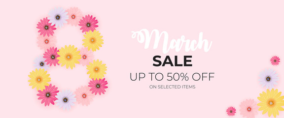 Poster International Happy Women s Day 8 March Greeting card sale banner Illustration
