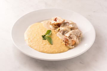 BLUE CHICKEN CORDON WITH MASHED POTATOES