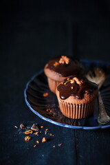 Muffins with chocolate topping