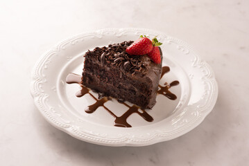 PORTION OF CHOCOLATE CAKE MADE IN PERU
