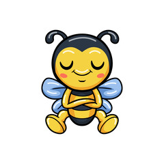 Cute little bee cartoon sitting
